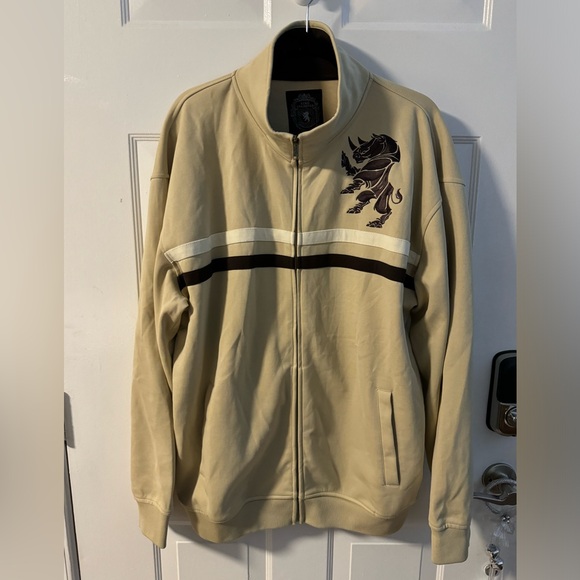 Y2K Ecko Unlimited Tan The Royal Rhino Track Jacket XL Streetwear Oversized EUC - Picture 3 of 9